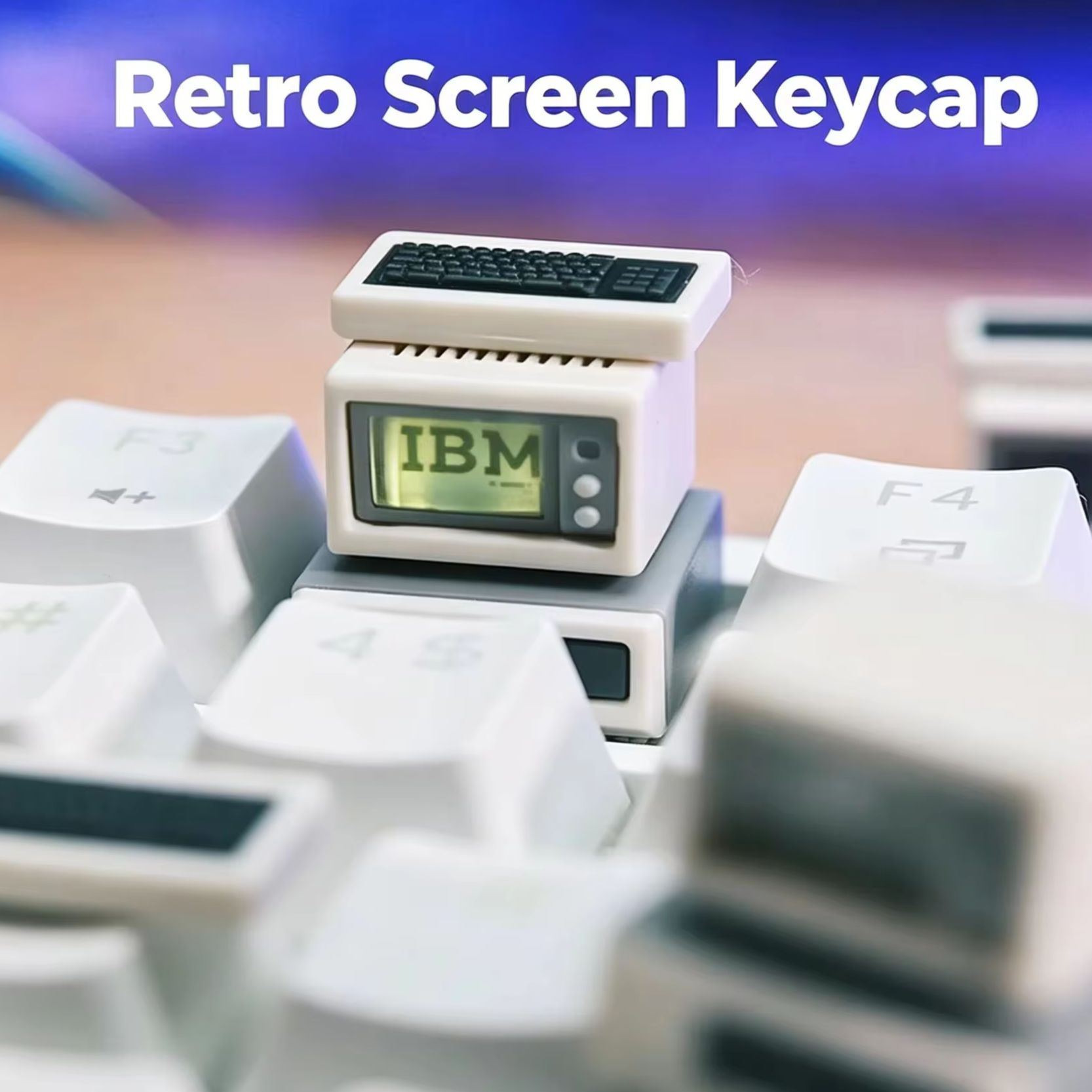Retro Gaming Accessories - Backlit Retro Computer Keycap Custom Computer