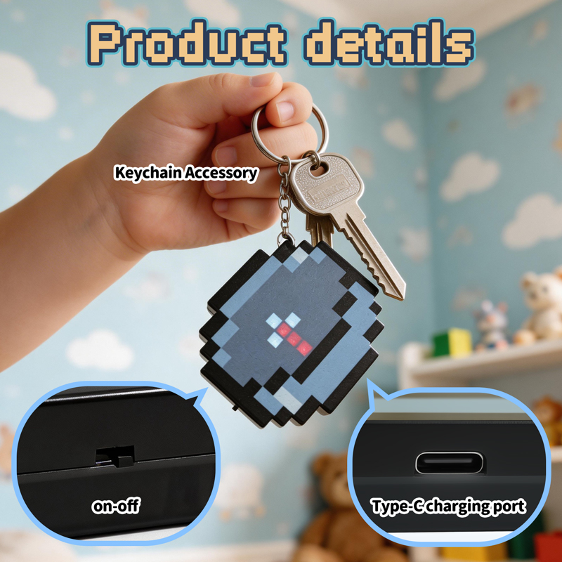 Retro Gaming Accessories - 2026 NEW Rechargeable Pixel Compass Keychain