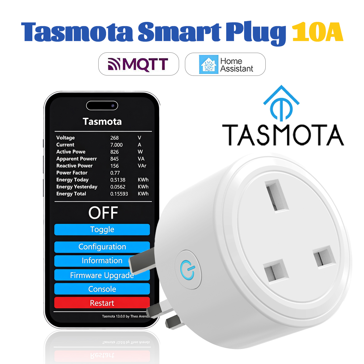 Tasmota UK Smart Plug 16A 20A  - Crt Monitor Stand recension och pris
